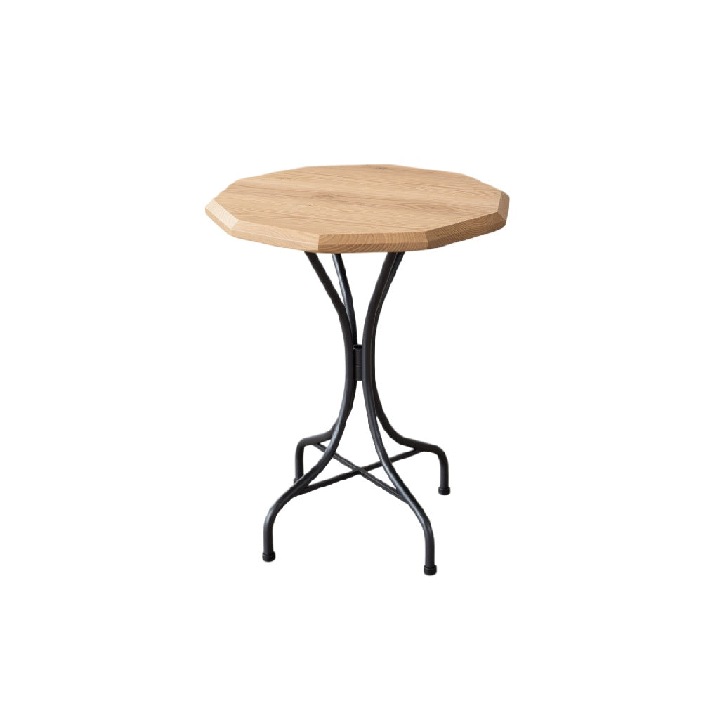 Modern Octagonal Wooden Table with Metal Base