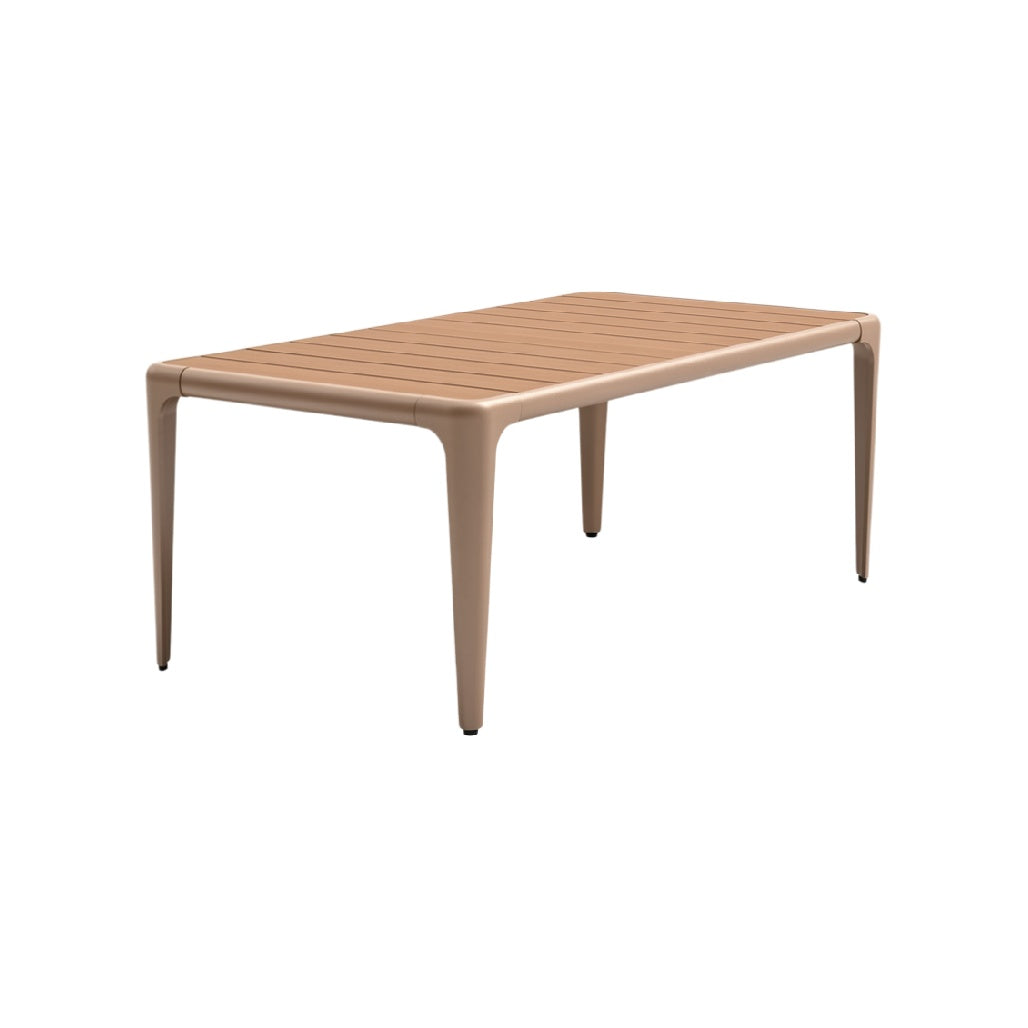 Modern Rectangular Outdoor Dining Table with Slatted Design