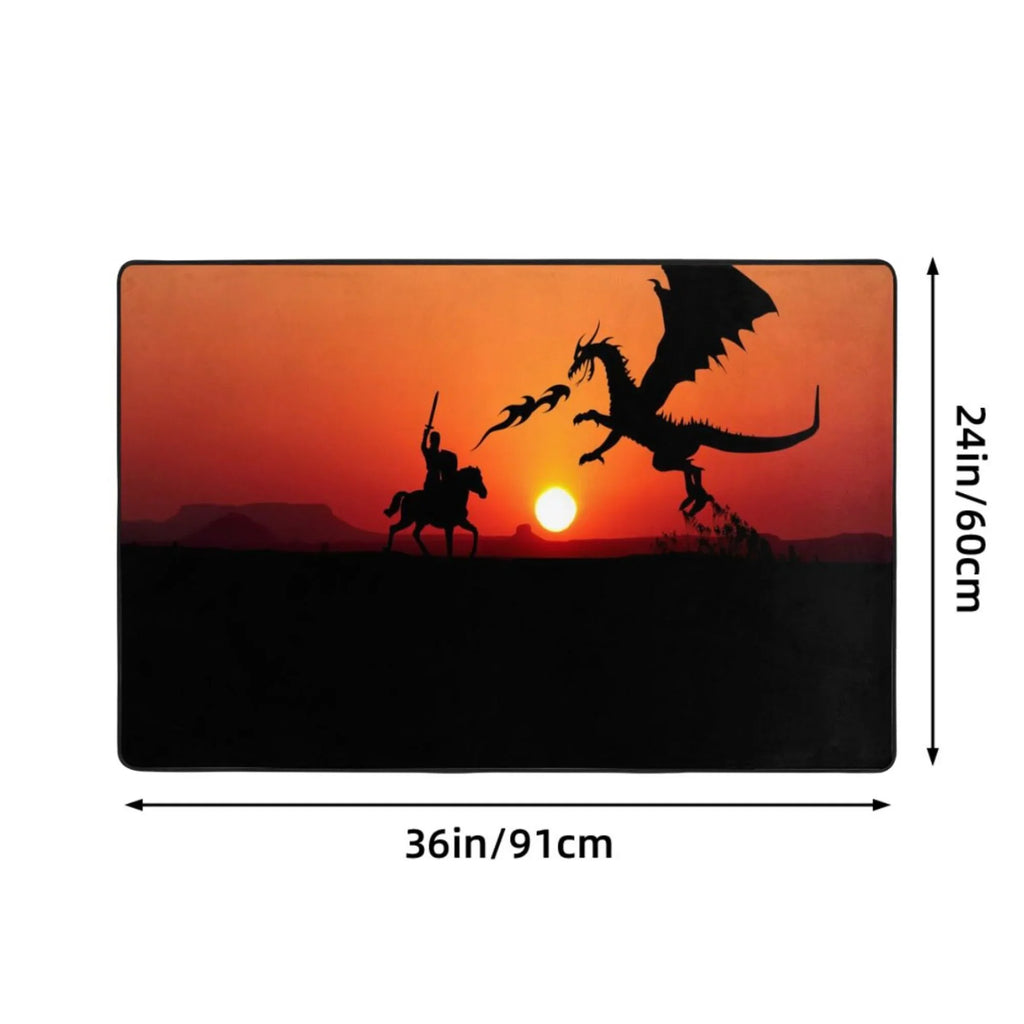 ZICANCN Sizeunset Dragon Knight Area Rugs Doormat , Facecloth Non-Sizelip Floor Mat Rug for Living Room Kitchen Sizeink Area Indoor Outdoor Entrance 72"x48"