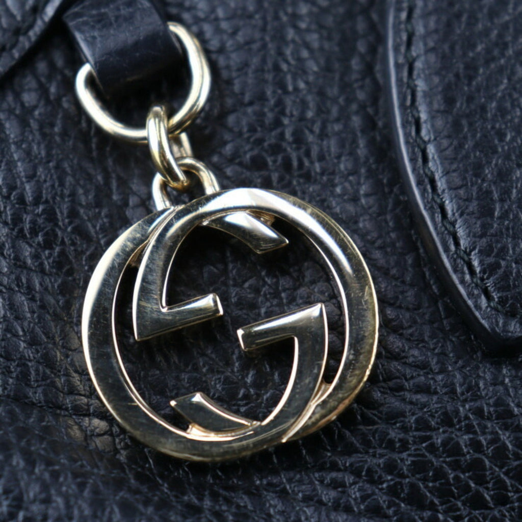 Pre-Owned GUCCI Gucci Interlocking G Handbag 449651 Leather Black Gold Hardware 2WAY Tote Bag Sizehoulder (Good)