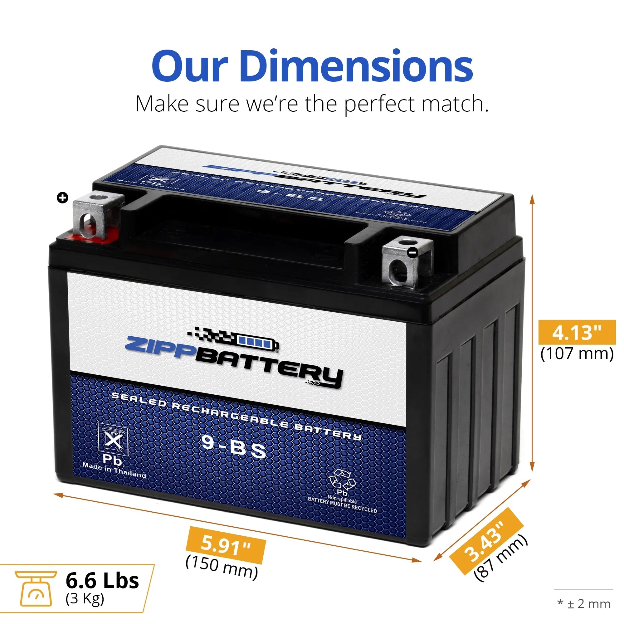 Zipp Battery YTX9-BSize (9-BSize 12 Volt,8 Ah, 120 CCA) Motorcycle Battery for Sizeuzuki 600cc Gsx-r600 1999