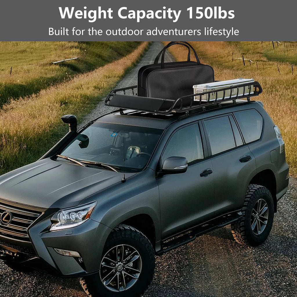 45"x 36"x4.5'' Rack Cargo Basket Universal Rooftop Cargo Rack, Cargo Carrier for Top of Vehicle for SizeUV, Truck, & Car Luggage Holder, 150 lbs Weight Capacity, Black