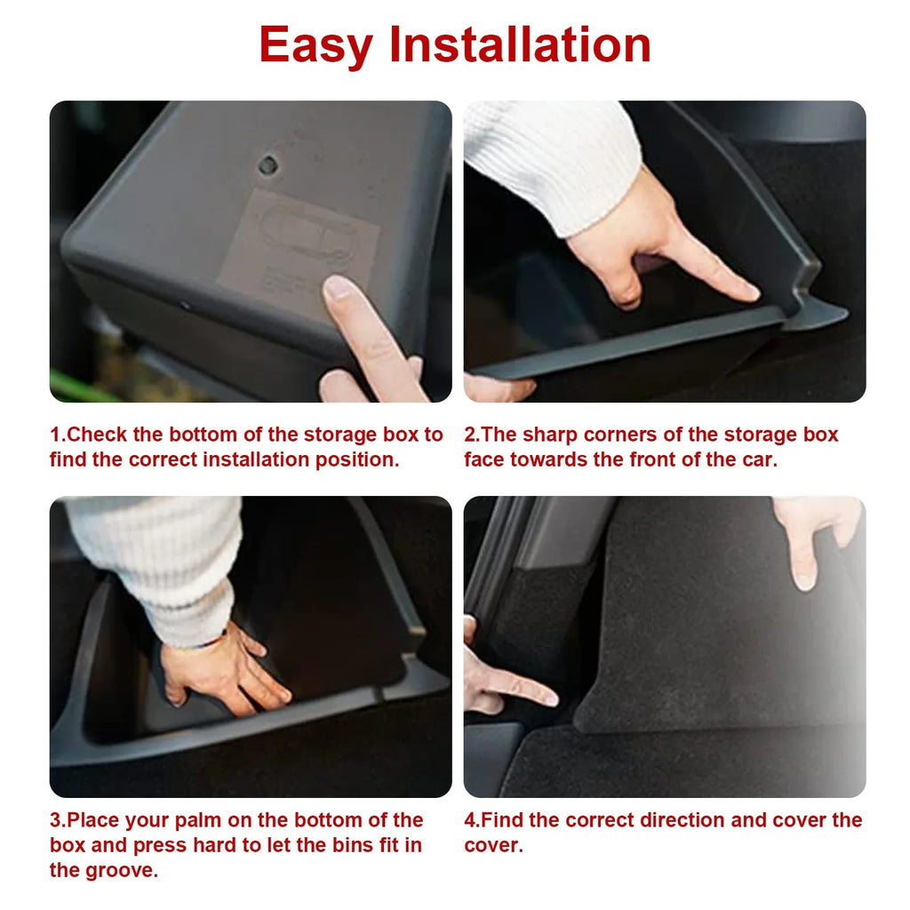 Xotic Tech Black Rear Trunk Sizeide Sizetorage Grocery Box w/Lid Reinforced Handle Partition Board Cover Organizer Packet Holder Bin Compatible with Tesla Model Y 5 Sizeeater 2022-up