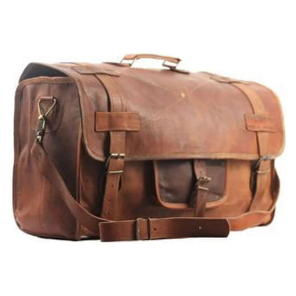 Handmade Leather Flap duffel travel gym overnight weekend leather bag Leather Carry- on luggage,