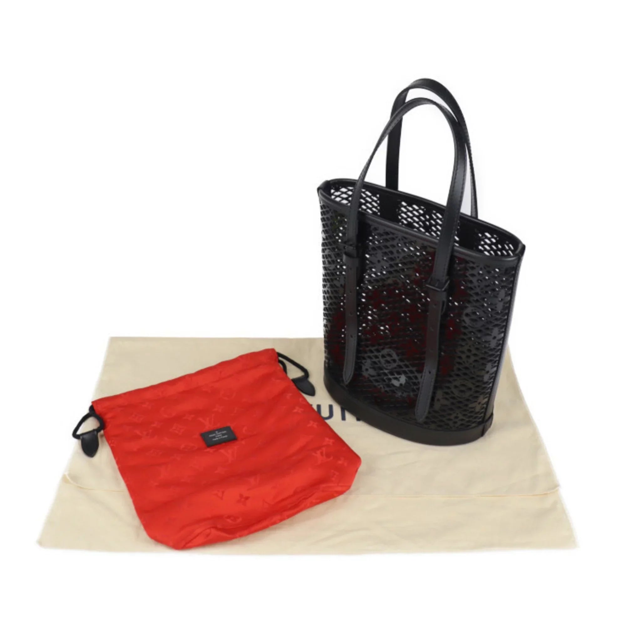 Pre-Owned LOUISize VUITTON Louis Vuitton Race Bucket PM Monogram Tote Bag M20352 Patent Calf Leather Black Sizehoulder (Like New)
