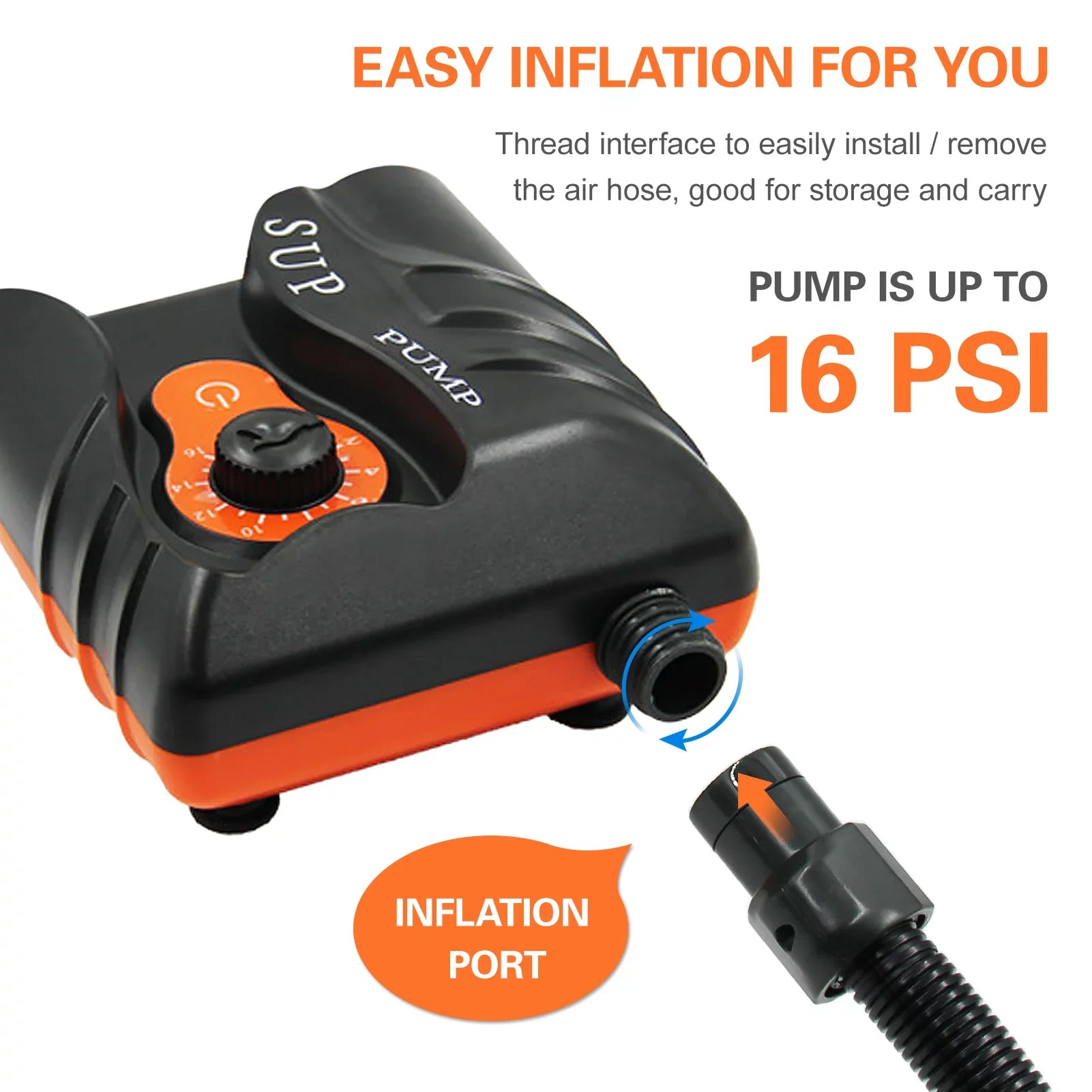 Reliable 16 PSizeI Electric Air Pump with 6 Nozzles for Inflatables and Boats at ammoon