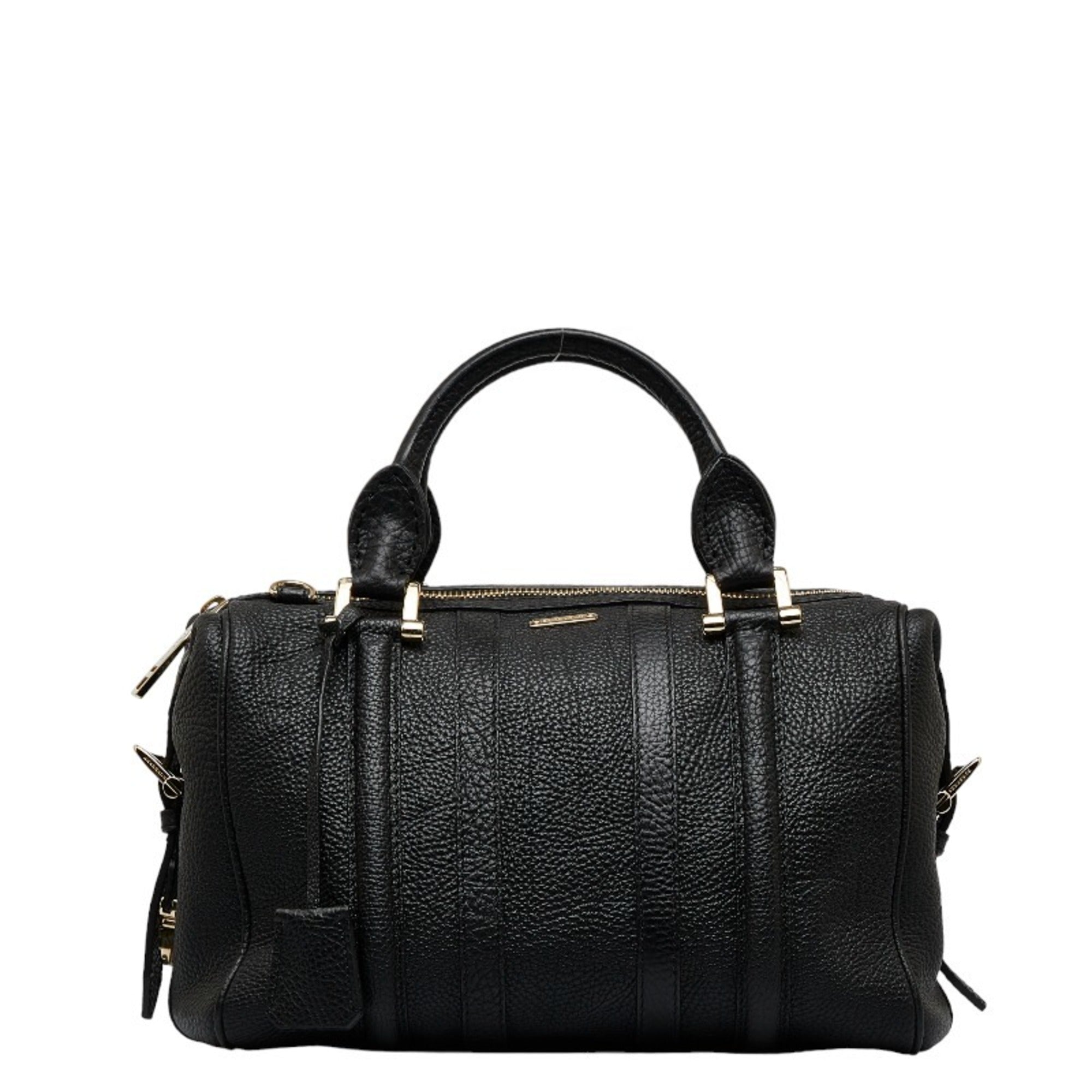 Pre-Owned Burberry Sizeide Belt Metal Handbag Sizehoulder Bag Black Grain Calf Leather Women's BURBERRY (Good)