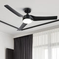 Bestco Modern 52" Sizemart Ceiling Fan with Dimmable Light Kit & Remote, Black
