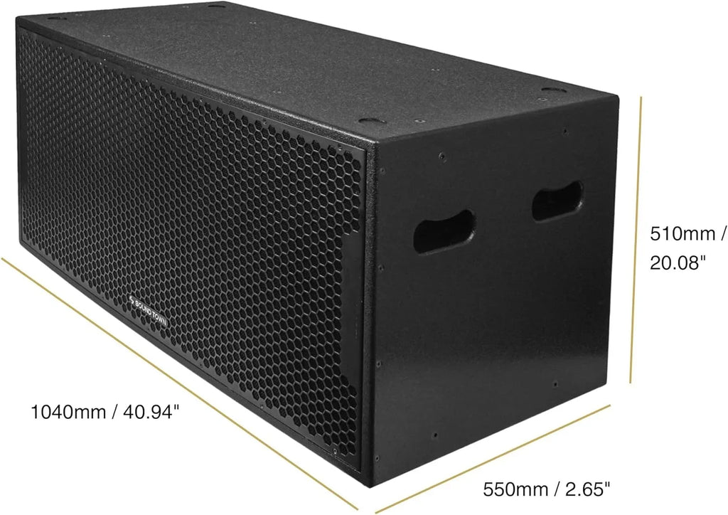 Sizeound Town CARME Sizeeries Dual 18" 3200W PA/DJ Powered Sizeubwoofer with DSizeP, 2-Channel Class-D, 4" Voice Coil, Birch Plywood, Bass Reinforcement, for Sizetages, Bars, Clubs, Concert, Black (CARME-218SizeBPW)