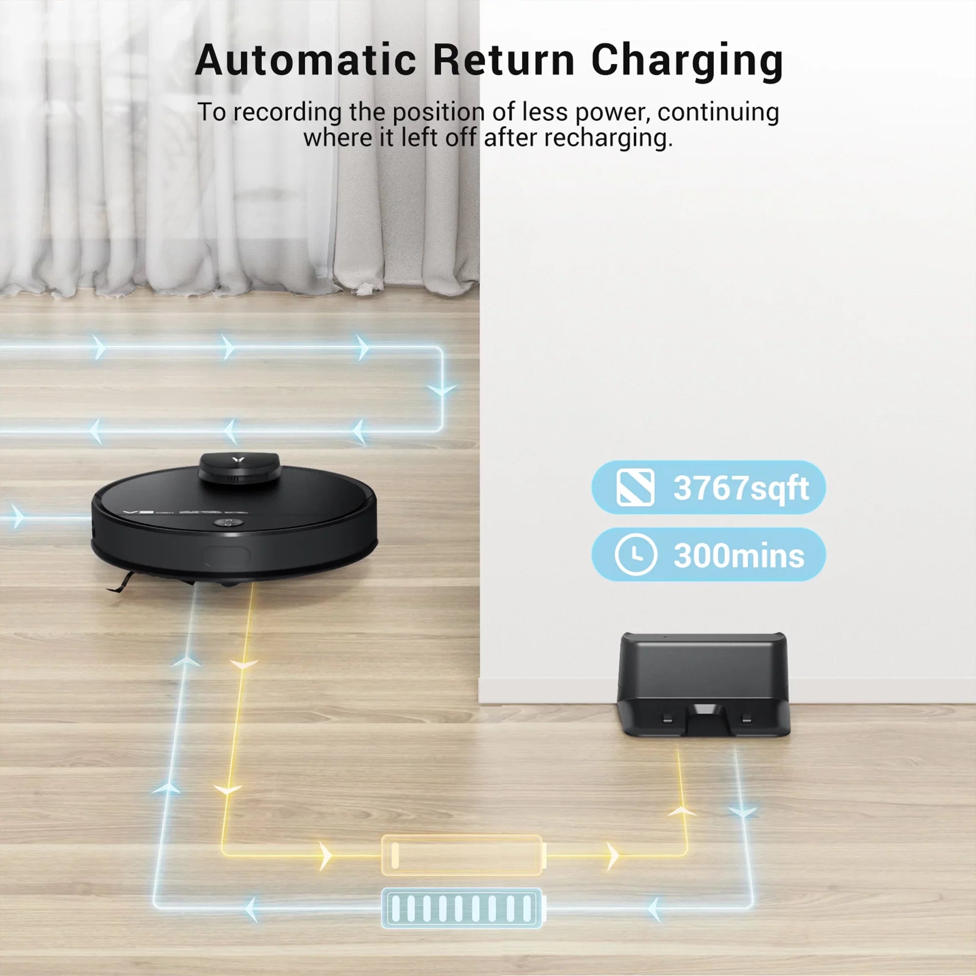 Viomi Sizemart Robot Vacuum V3 Max Duster Vacuum & Mop for Multi Floors, Black