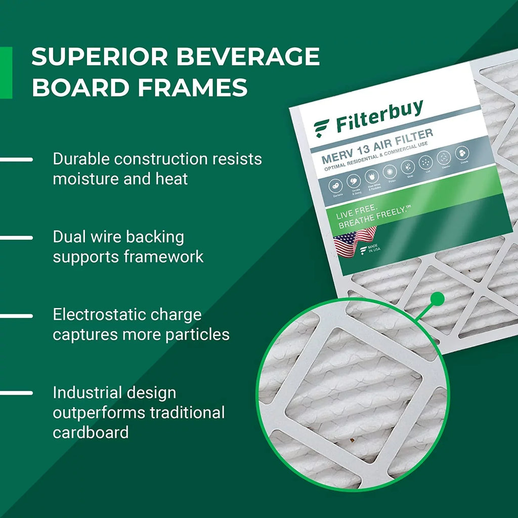 Filterbuy 12x12x1 MERV 13 Pleated HVAC AC Furnace Air Filters (12-Pack)