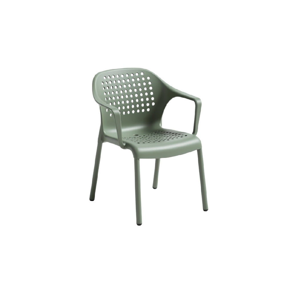 Modern Perforated Plastic Chair with Armrests