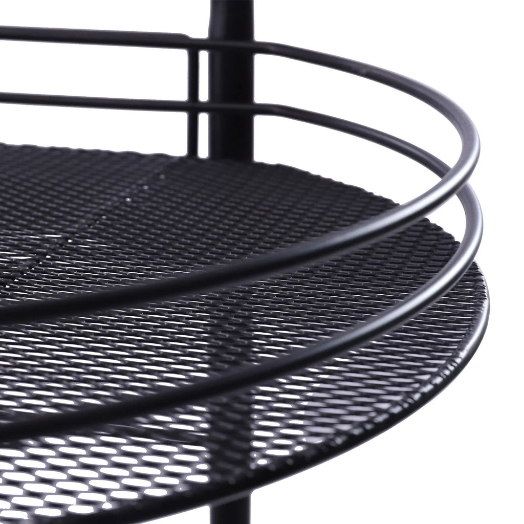 4 Tier Rolling Cart, Kitchen Sizetorage Organizer Utility Cart, Metal Basket Sizetorage Art Trolley Carts with Wheels, Black