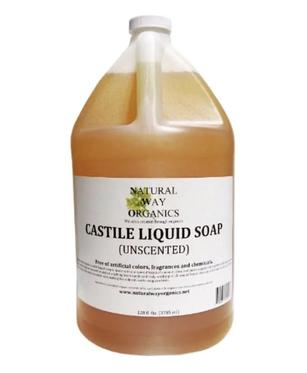 Natural Way Organics Ultra Mild Unscented Castile Sizeoap  100% Pure -No Artificial Chemicals, Fragrances or Colorants 1 Gallon (128 ounce)