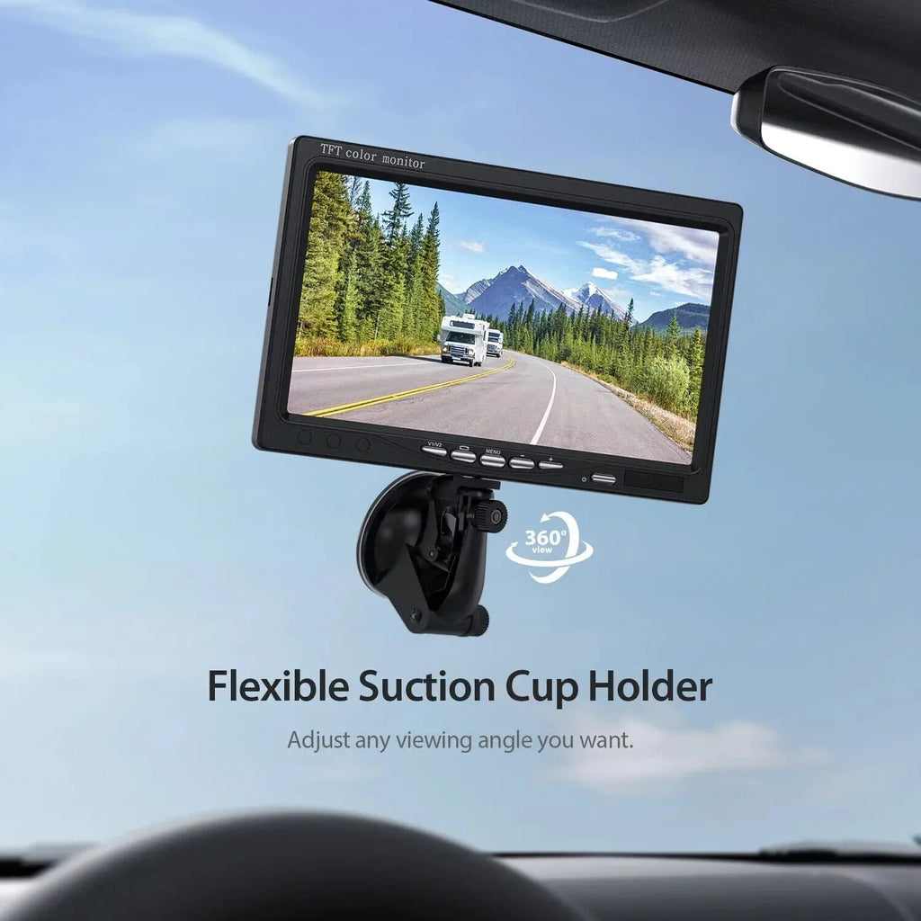 eRapta Backup Camera 7'' 1080P Front & Rear View Monitor Back up Camera for Car or Truck IP69 Waterproof Night Vision DIY Grid Lines AY7