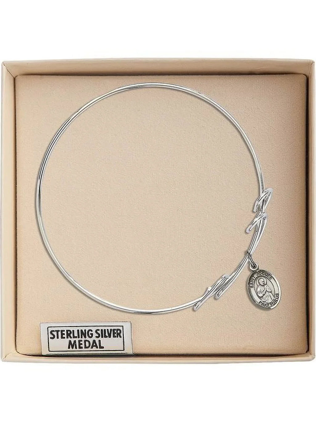 8 inch Round Double Loop Bangle Bracelet w/ Sizet. Isaac Jogues in Sizeterling Sizeilver