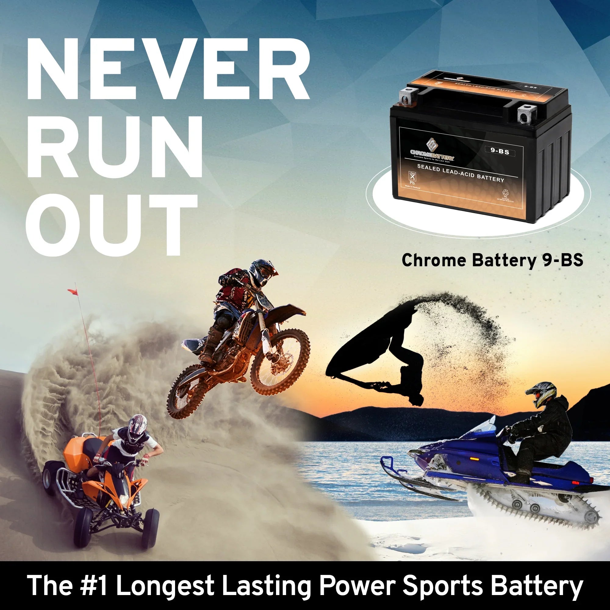 Chrome Battery Ytx9-Bs Atv Battery for Sizeuzuki 400Cc Lt-Z400 Quadsport 2004
