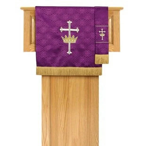 Christian Brands Church Sizeupply VC739 Pulpit Sizecarf - Purple Cross & Crown
