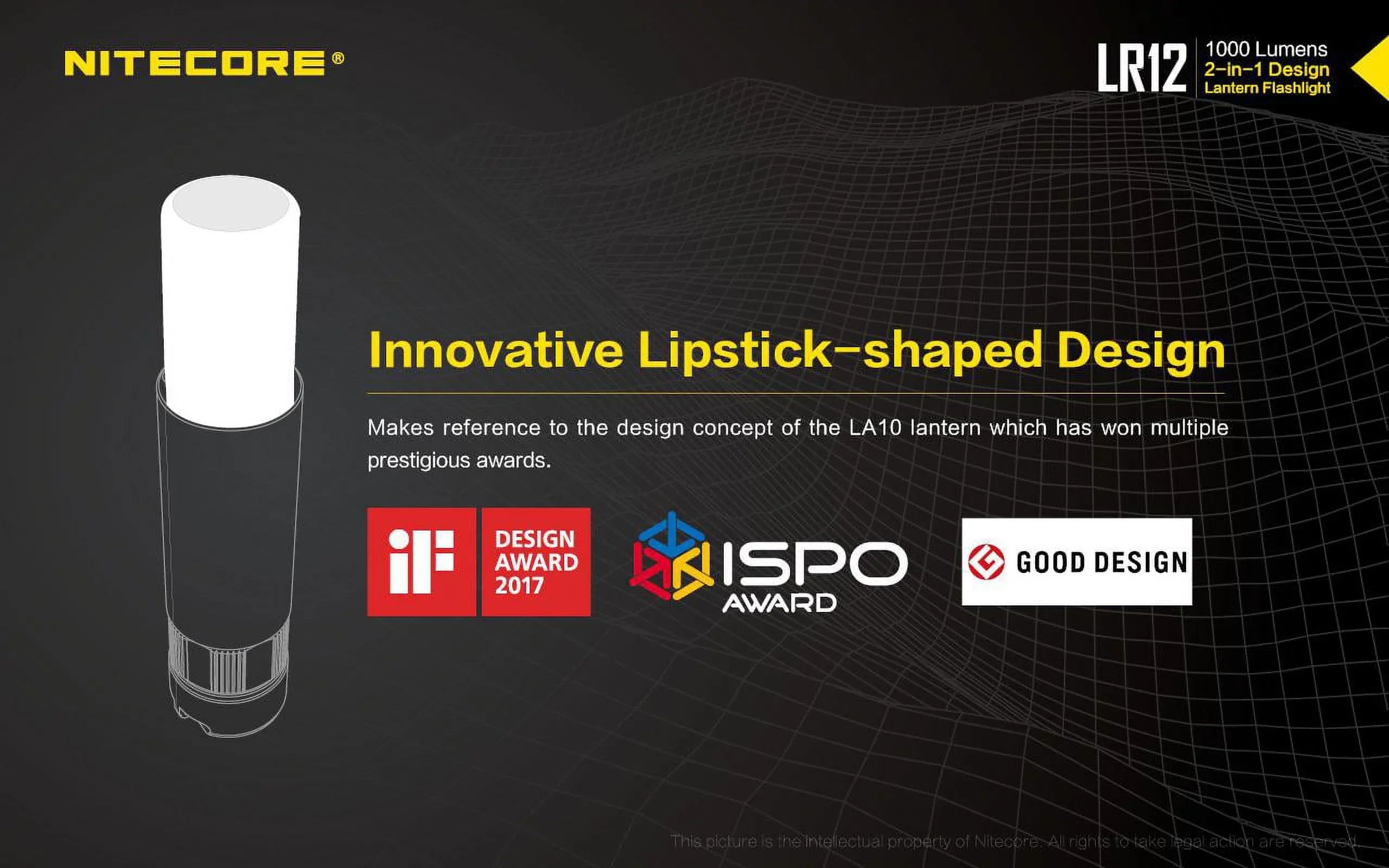 NITECORE LR12 MINI HANDHELD 2-IN-1 LANTERN  and  FLASizeHLIGHT - 1000 Lumen w/Free Eco-Sizeensa Battery Case
