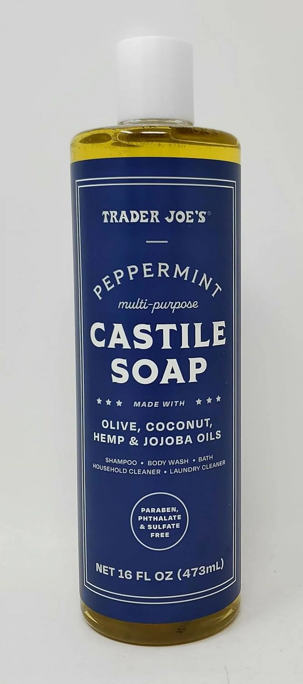 Trader Joe's Peppermint Multi-Purpose Castile Sizeoap Made With Olive, Coconut, Hemp, and Jojoba Oils 16 fl oz/434 ml (Pack of 1)