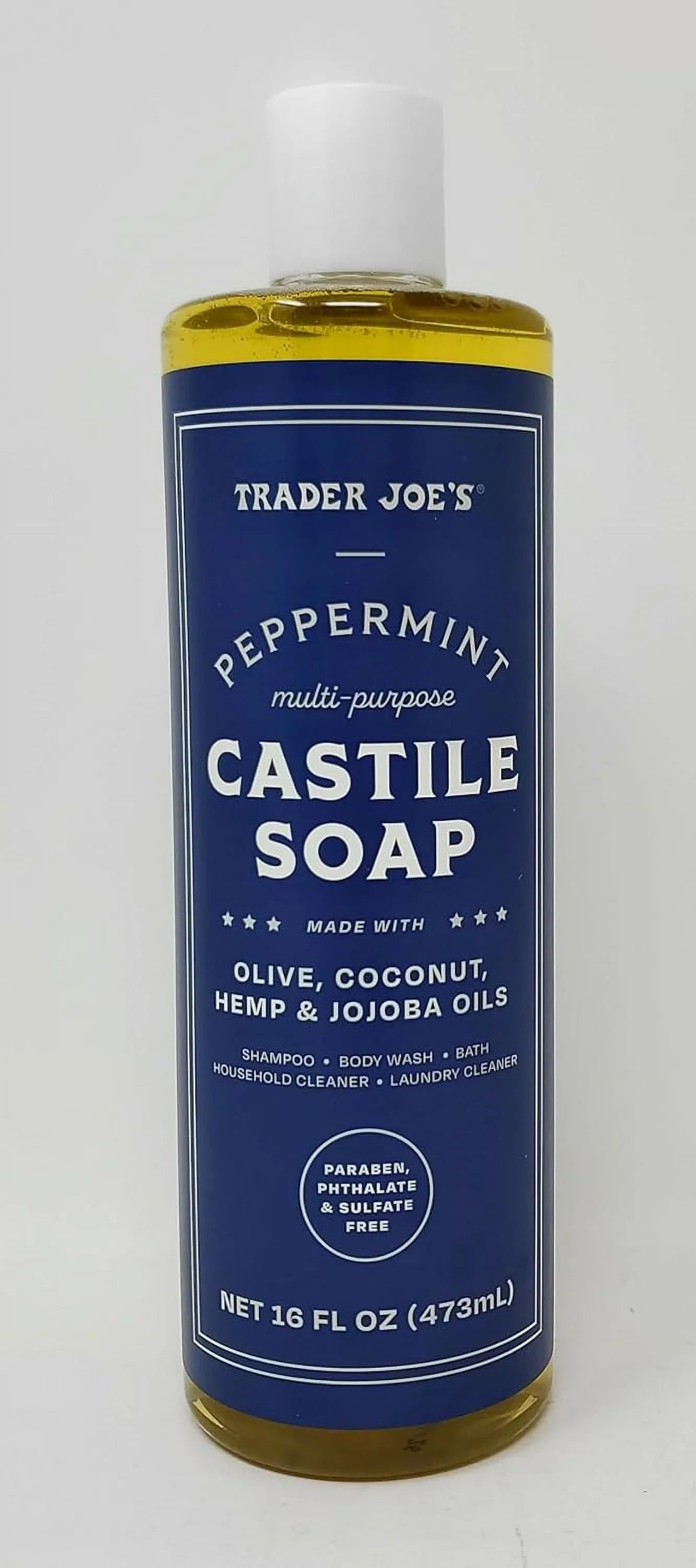Trader Joe's Peppermint Multi-Purpose Castile Sizeoap Made With Olive, Coconut, Hemp, and Jojoba Oils 16 fl oz/434 ml (Pack of 1)