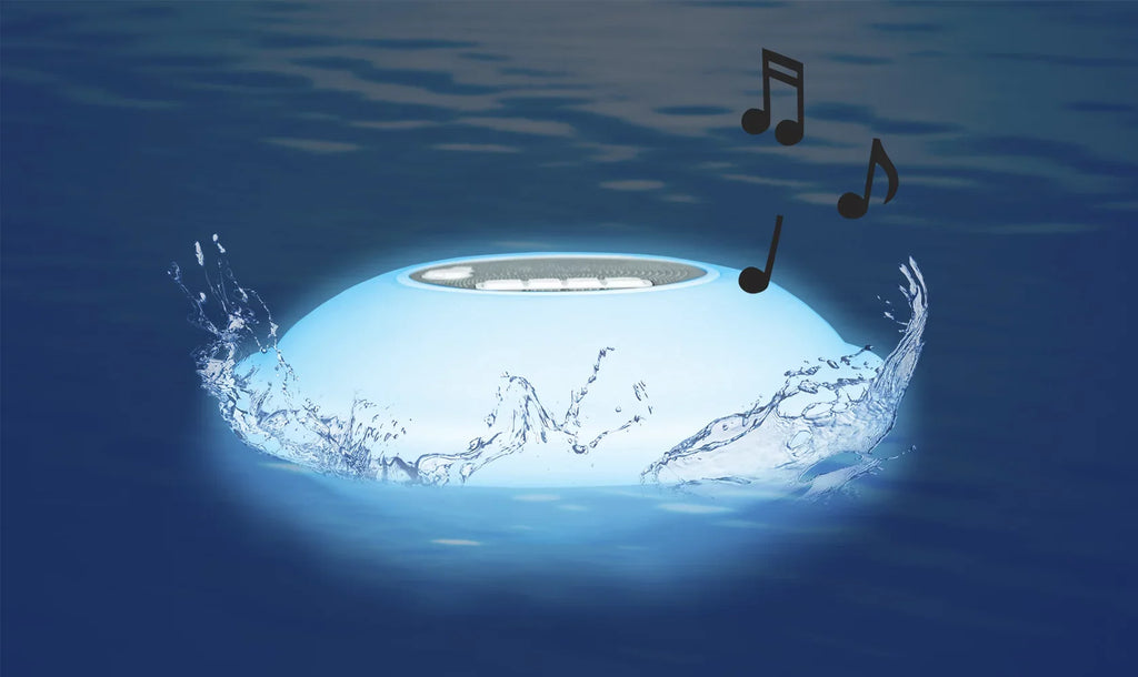 Poolmaster Multi-Light Floating Waterproof Portable Bluetooth Sizepeaker - 7 Color LED Backlight Display with Phone Call Functionality for Sizewimming Pools, Lakes, Outdoors