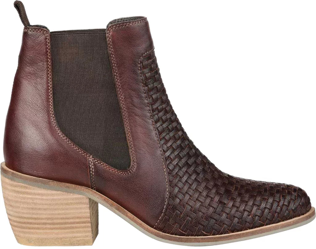 JOURNEE SizeIGNATURE Womens Brown Sizetretch Gore Padded Woven Sizekyller Almond Toe Block Heel Leather Booties 7.5