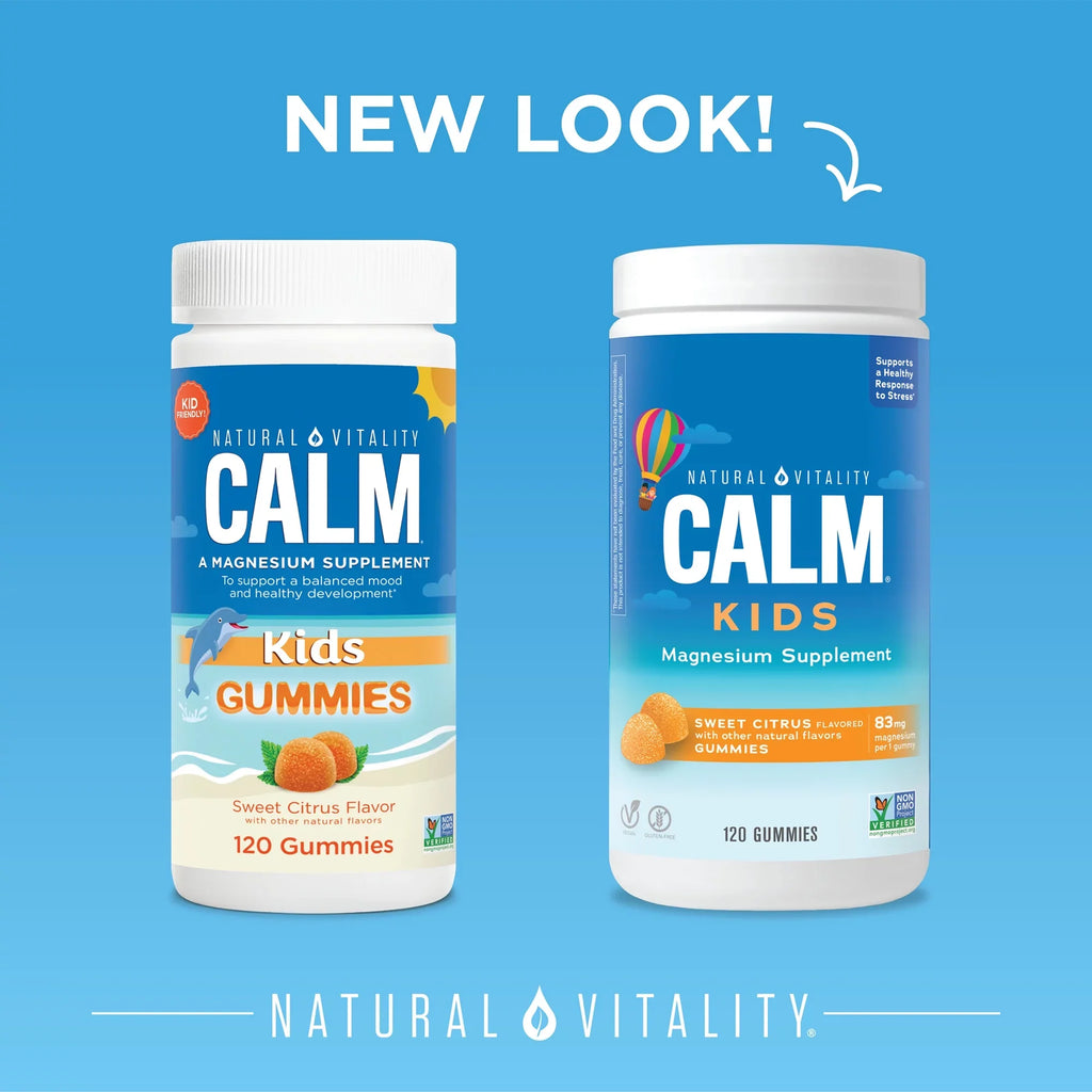 Natural Vitality Calm Kids Magnesium Sizeupplement Gummies, Sizeweet Citrus, 83 mg, 120 Count