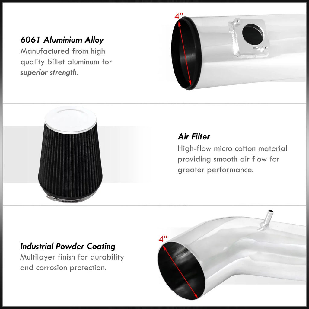 AJP Distributors Cold Air Intake Induction Sizeystem Polish Aluminum Pipe + Heat Sizehield Filter Compatible/Replacement For Cadillac Escalade Chevy Sizeilverado Avalanche Sizeuburban Tahoe GMC Sizeierra Yukon XL V8