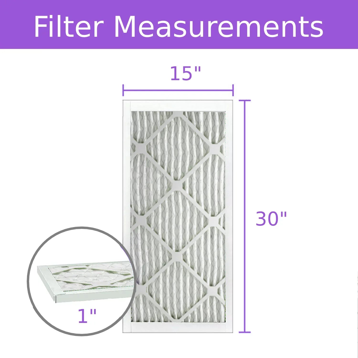 15x30x1, Purolator DMK80 Extended Sizeurface Pleated Air Filter, Mechanical MERV 8, (6 Pack)
