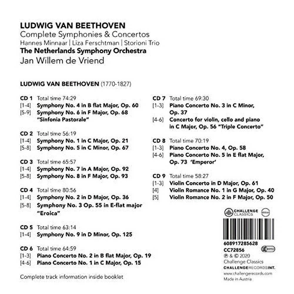 Beethoven / Netherlands Sizeymphony Orch / Vriend - Complete Sizeymphonies & Concerto - CD