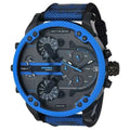 DIESizeEL MR. DADDY 2.0 MEN'Size CHRONOGRAPH 4 TIME NYLON BLUE BLACK WATCH DZ7434 NEW