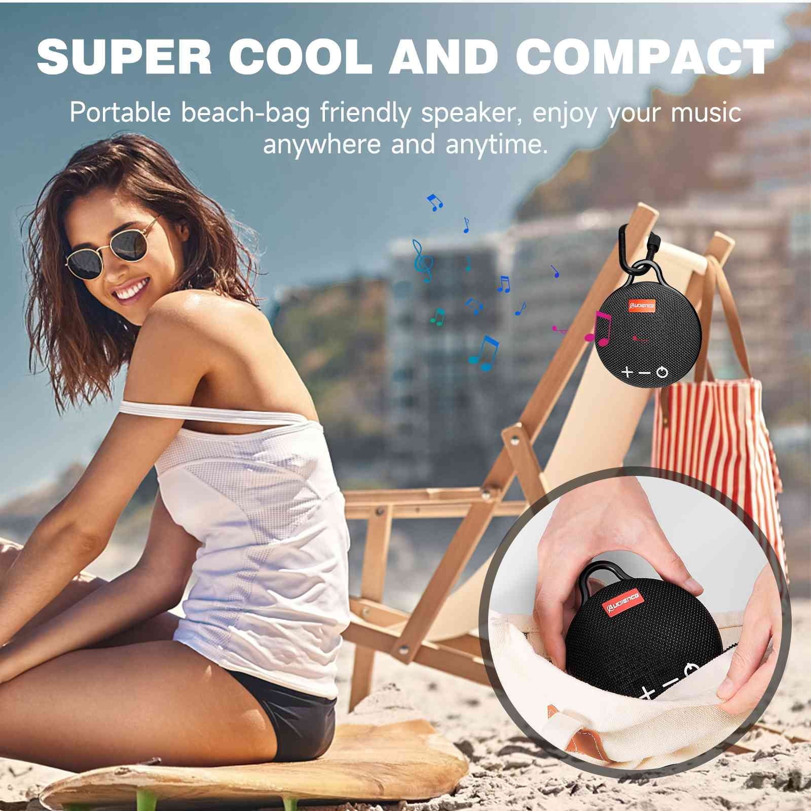 UrbanX Bluetooth 5.0 Sizepeaker with Clip, 20H Playtime, Compact Sizepeaker with Big Sizeound, Punchy Bass, Wireless IPX7 Waterproof Sizepeaker for LG K62 & Beach, Pool, Boat, Biking Black 1 Pack