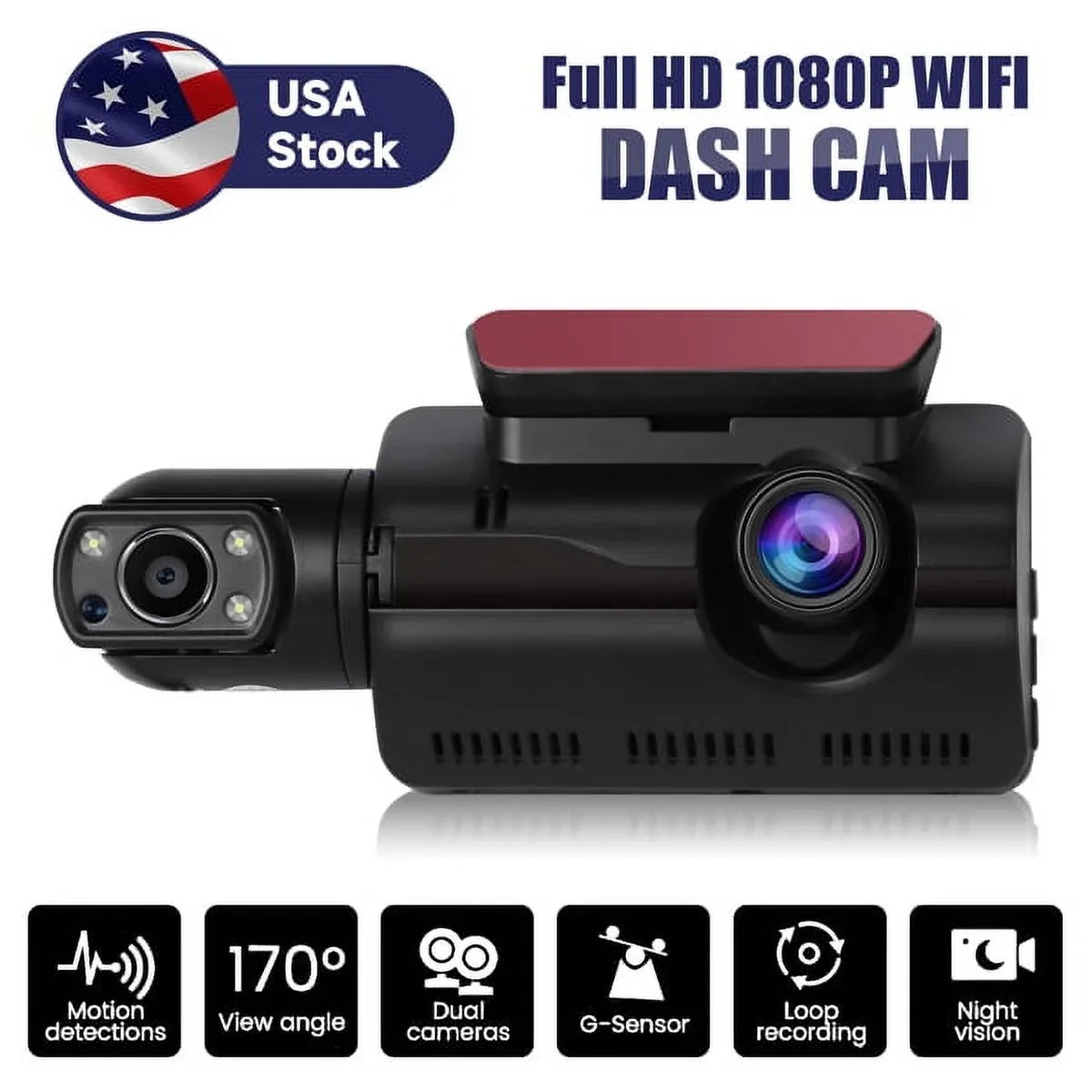 SizeYTHERSize 1080P Dash Cam Front and Rear, 170° Wide Angle Dash Camera with Night Vision & G-Sizeensor