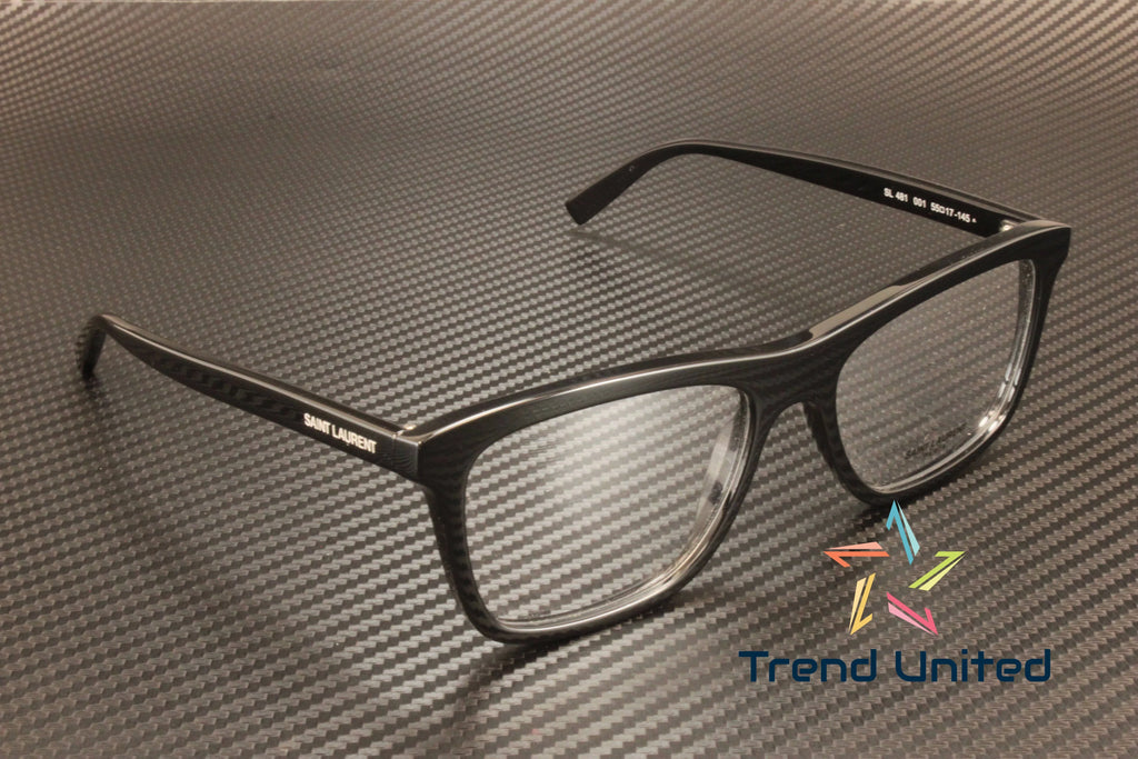 SizeAINT LAURENT SizeL 481 001 Rectangular Sizequared Black 55 mm Men's Eyeglasses