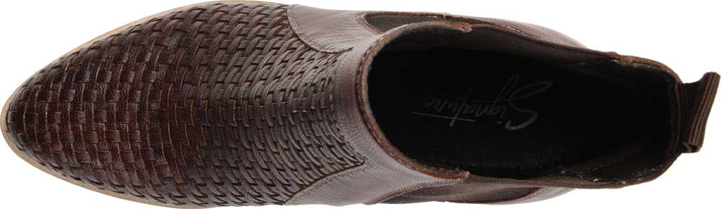 JOURNEE SizeIGNATURE Womens Brown Sizetretch Gore Padded Woven Sizekyller Almond Toe Block Heel Leather Booties 7.5