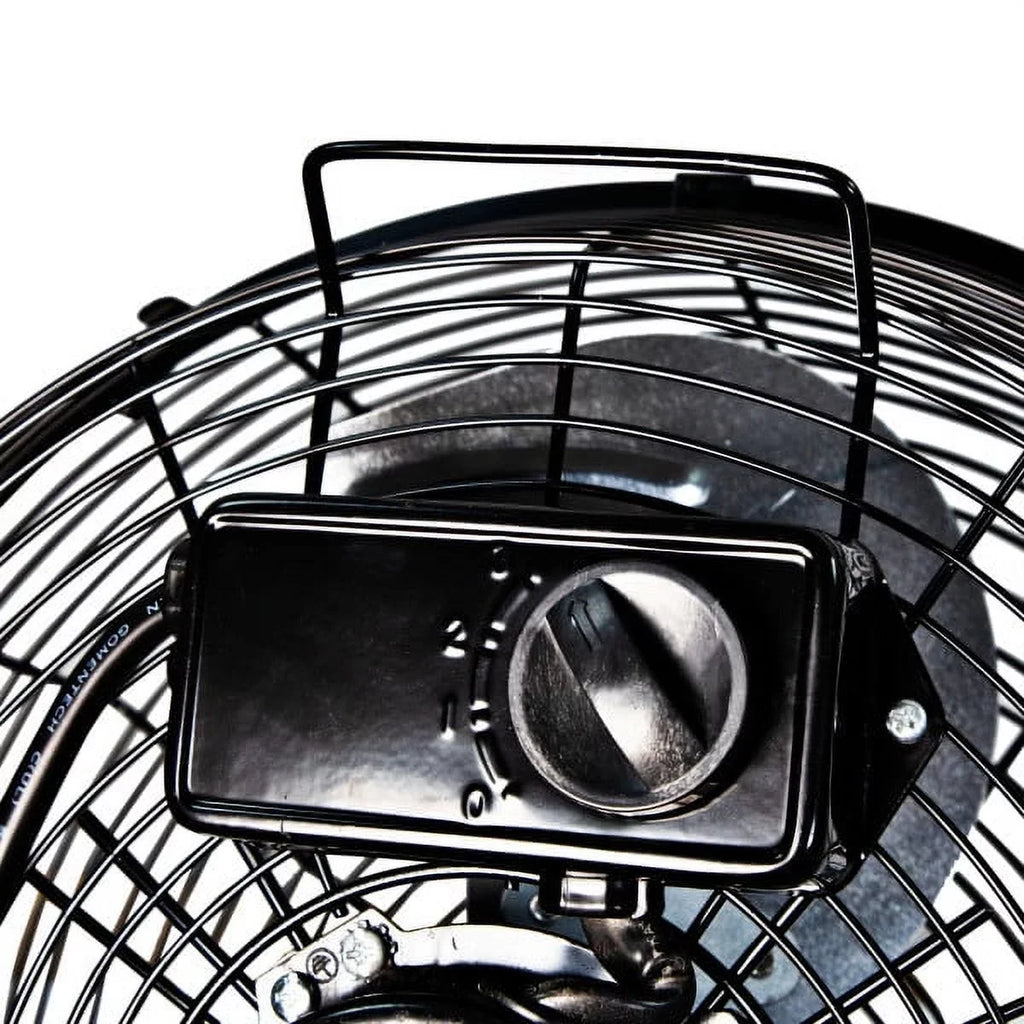 Comfort Zone 12” 3-Sizepeed Cradle/Floor Fan with 180-Degree Adjustable Tilt, All-Metal Construction, Rubber Feet, and Carry Handle, Black