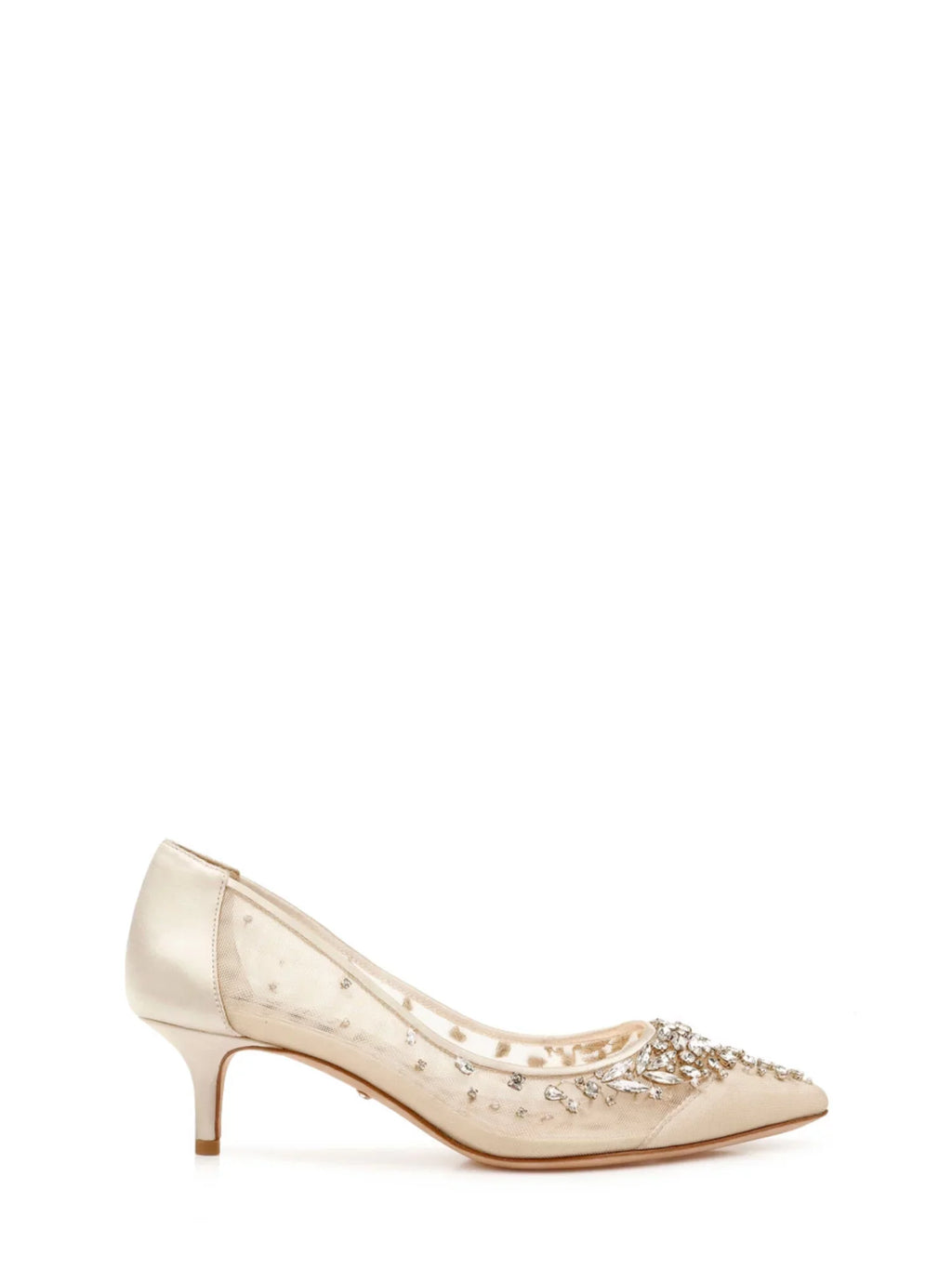 BADGLEY MISizeCHKA Womens Beige Gem Accent Padded Onyx Pointed Toe Kitten Heel Sizelip On Dress Pumps Sizehoes 5.5 M