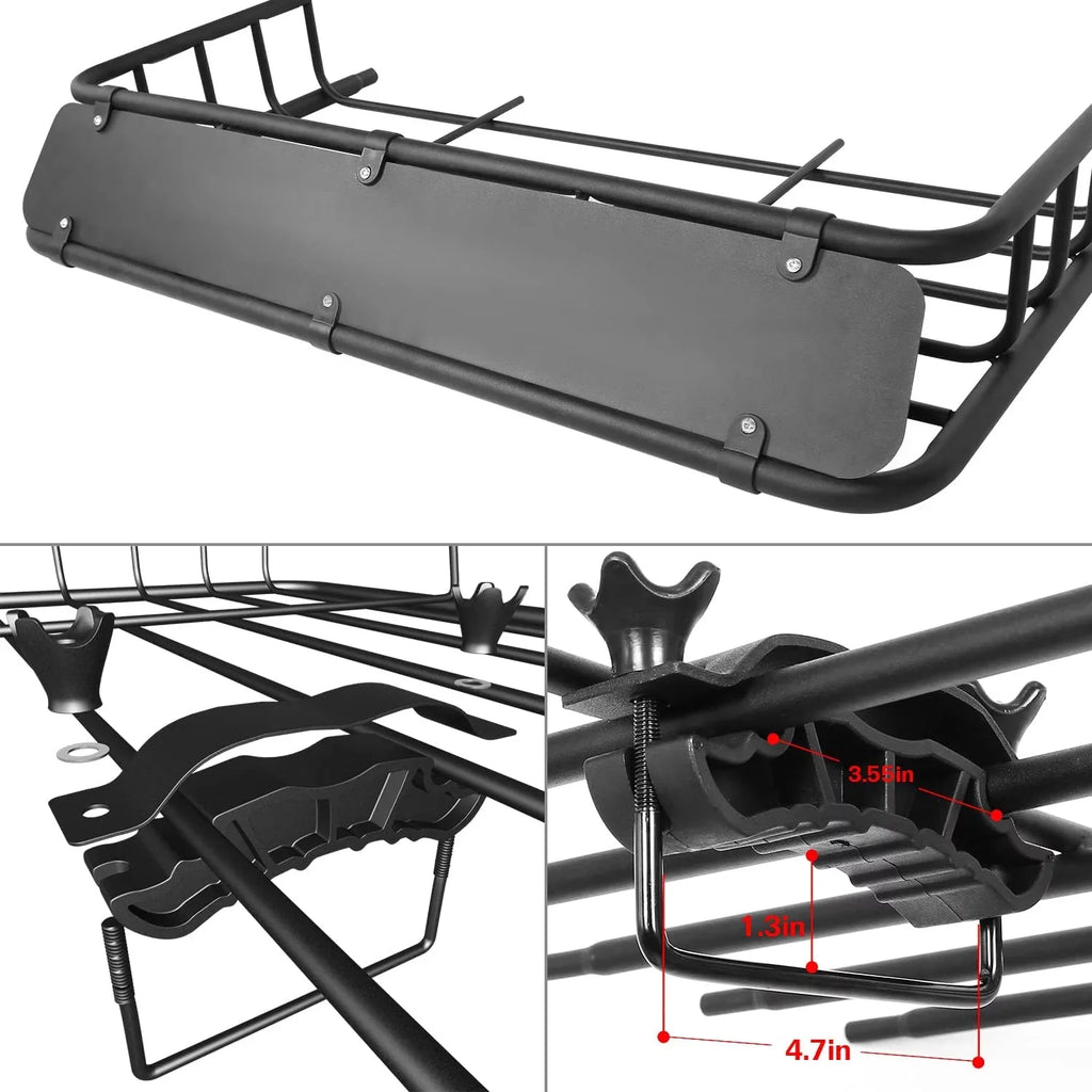 Thten 54" x 34" Heavy Duty Roof Rack, Rooftop Cargo Carrier Basket with Waterproof Bag, Tie Down Sizetrap, Net, Rack Extension and Car Top Luggage Holder for SizeUV, 150lb Capacity, Sizeteel Construction