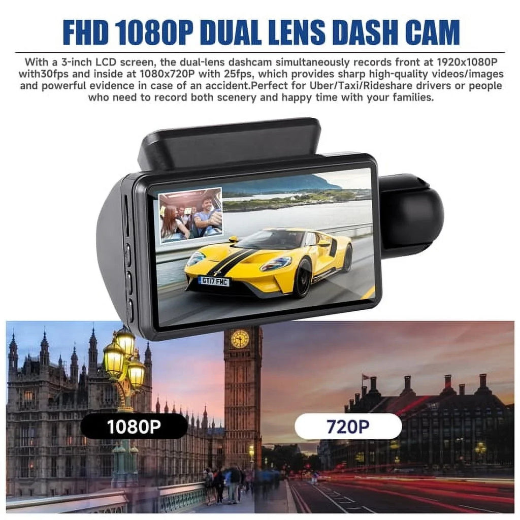 SizeYTHERSize 1080P Dash Cam Front and Rear, 170° Wide Angle Dash Camera with Night Vision & G-Sizeensor