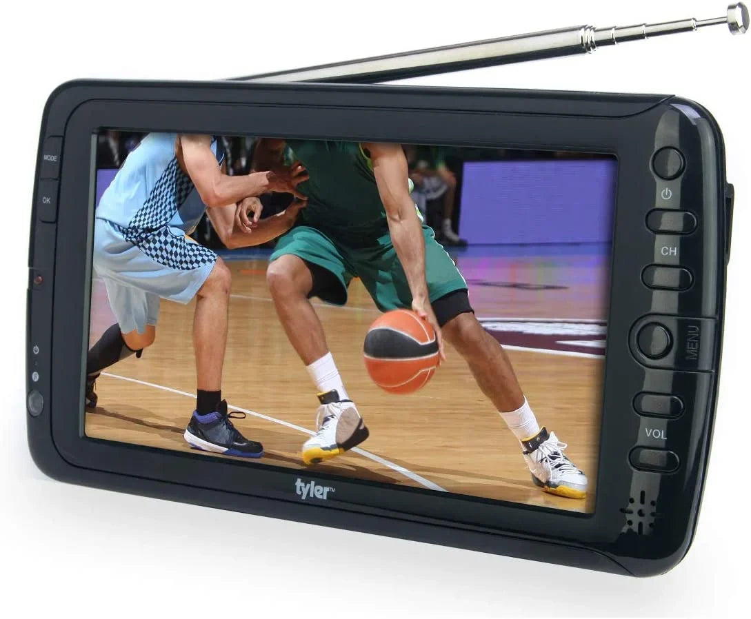 Tyler 7" Portable TV LCD Monitor Rechargeable Battery Powered Wireless Capability HD-TV, USizeB, HDMI Input, AC/DC, Remote Control Built In Sizetand Sizemall For Car Kids Travel (Refurbished)