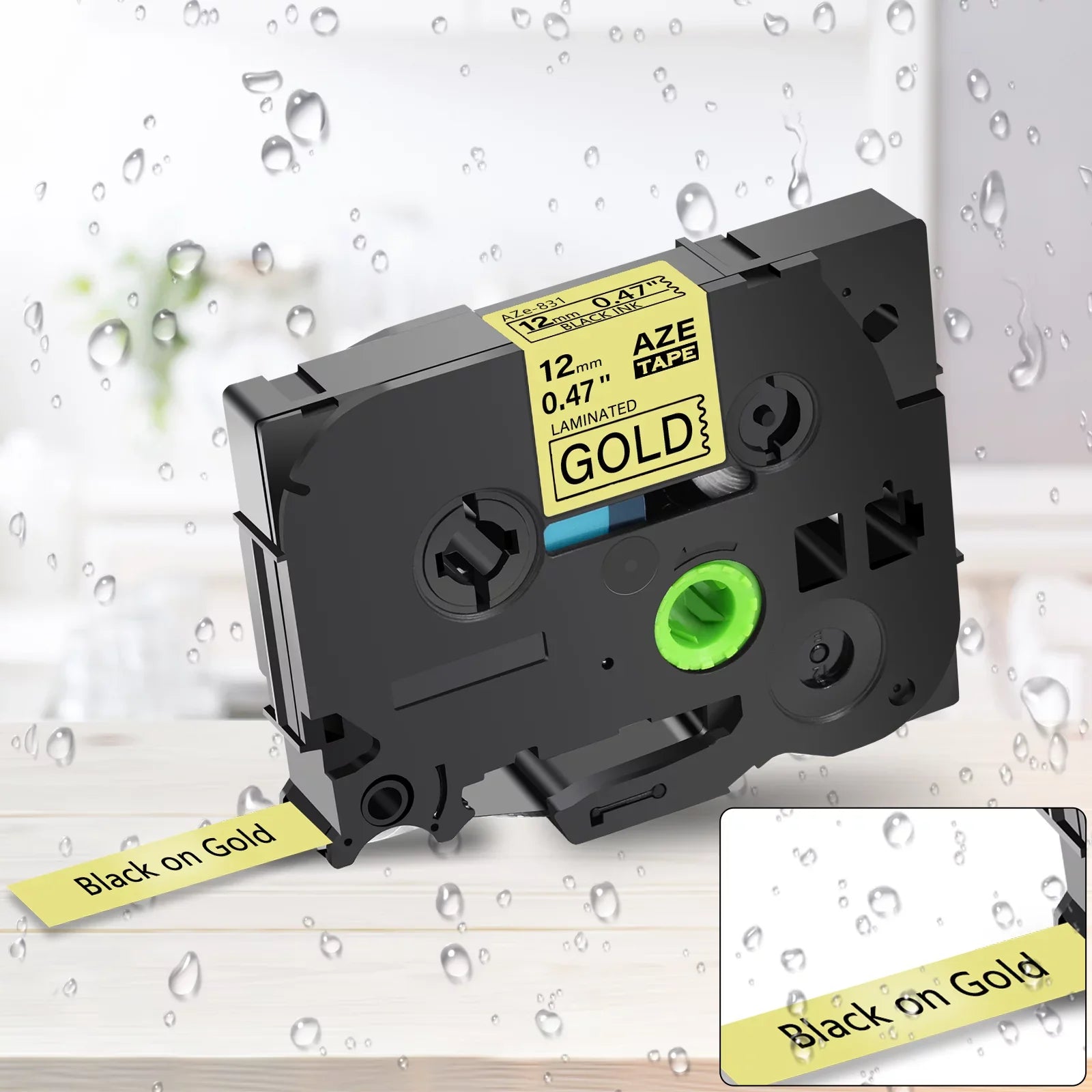 GREENCYCLE 40PK Compatible for Brother P-touch Black on Gold 12mm TZ TZe TZe-831 TZ-831 TZ831 TZe831 Laminated Label Tape