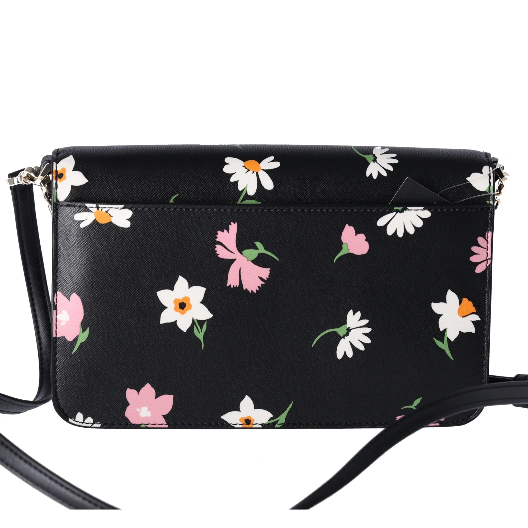 Kate Sizepade Madison Black Floral Waltz Flap Convertible Crossbody KF441