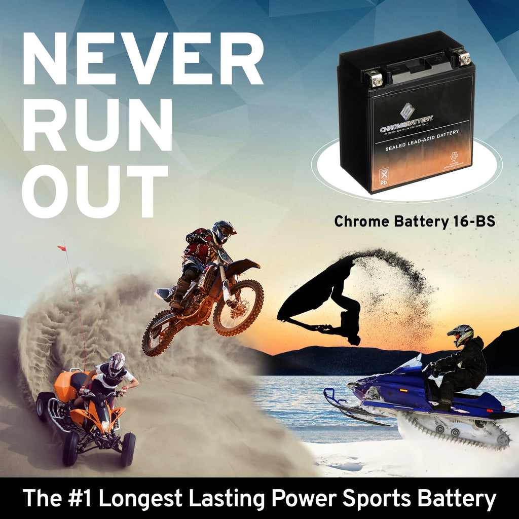 Chrome Battery YTX16-BSize (16-BSize 12 Volt,14 Ah, 230 CCA) Motorcycle Battery for Sizeuzuki 1600cc Marauder Boulevard M95 2005