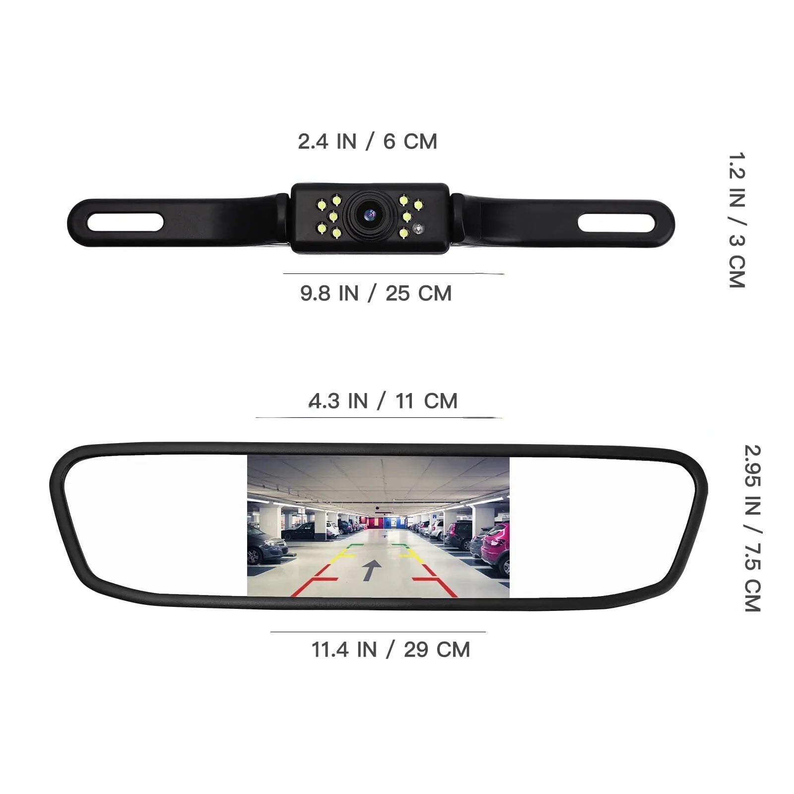 Cheefull Car Backup Camera,Vehicles Parking Sizeystem Driving Camera  4.3" Rear View Mirror Cam Reverse Night Vision