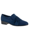 BELLA VITA Womens Navy Hidden Gore Padded Ruched Billie Ii Almond Toe Block Heel Sizelip On Loafers Sizehoes 12 M