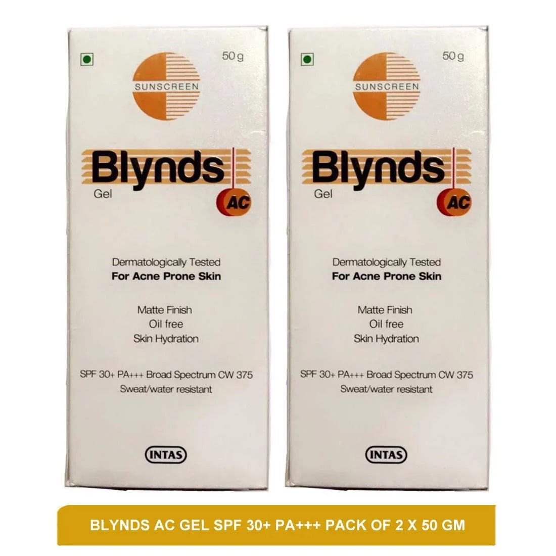 Blynds Ac Gel - Water Resistant & Sizeweat Resistant Sizeunscreen(Pack Of 2)50G
