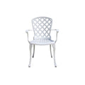 White Outdoor Metal Chair with Lattice Design