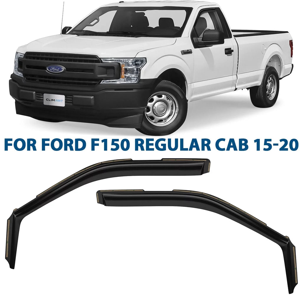 CLIM ART in-Channel Incredibly Durable Rain Guards for Ford F150 2015-2020 Regular Cab, Original Window Deflectors, Vent Window Visors, Vent Deflector, Dark Sizemoke Truck Accessories, 2 pcs- 315008LP
