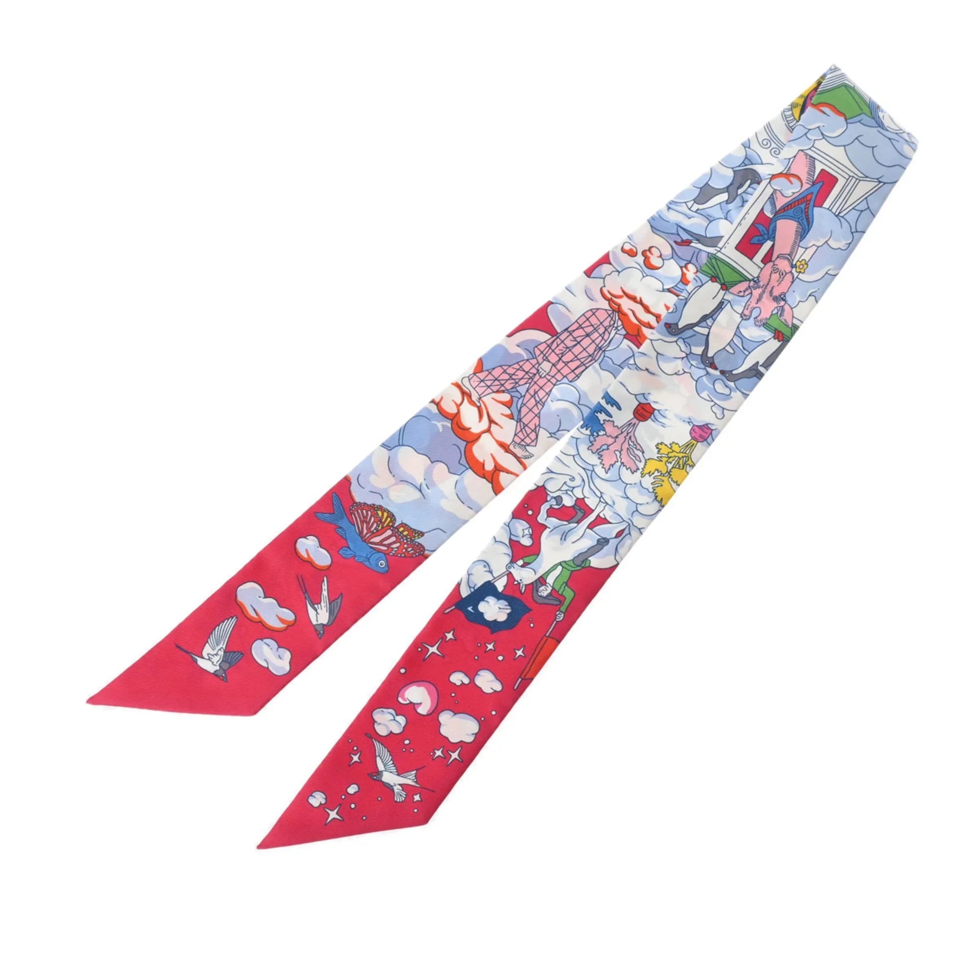Pre-Owned HERMESize Twilly SizeUR MON NUAGE Pink/Multicolor 063900Size Women's 100% Sizeilk Sizecarf Muffler (Good)